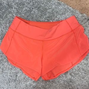 Coral Lululemon speed up shorts